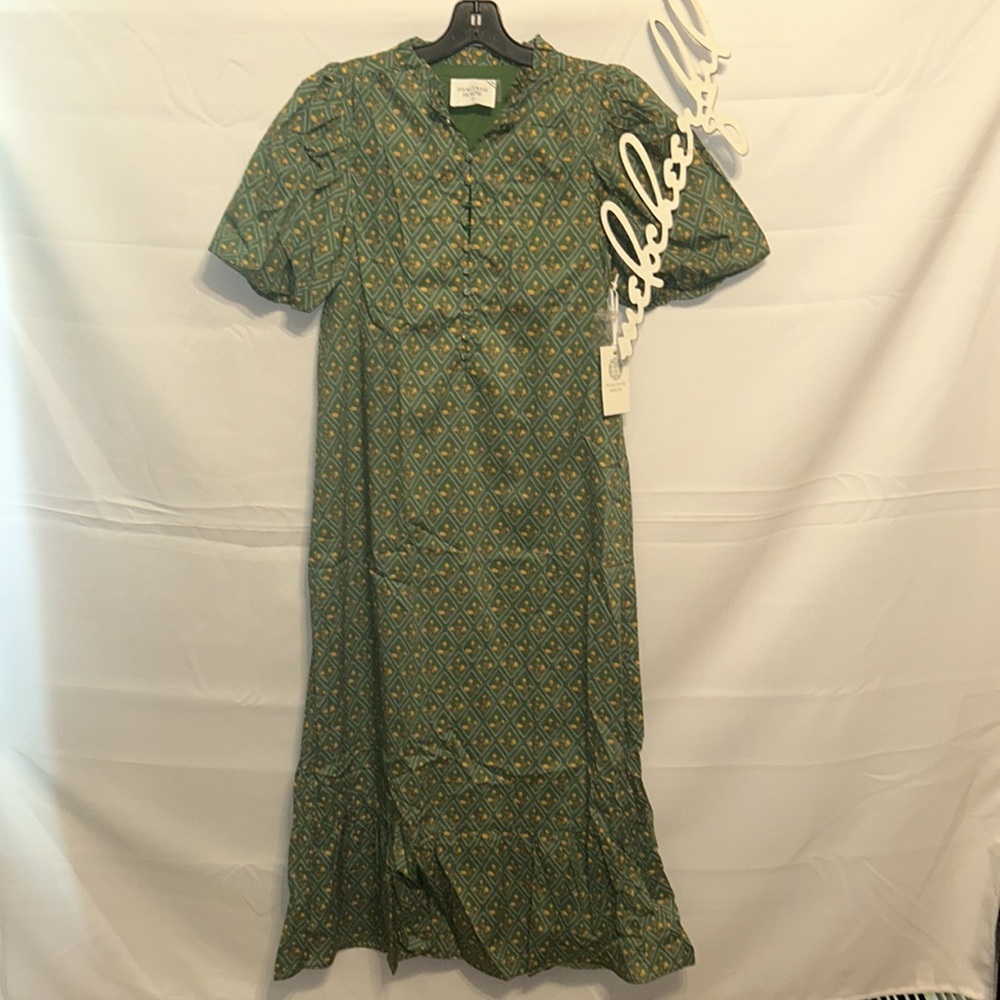 Tuckernuck Green Patterned Midi Dress - Picture 6 of 9